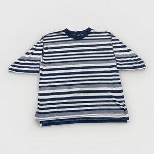 Vintage Lee Shirt Mens L Striped Blue White 80s 90s Retro Crewneck